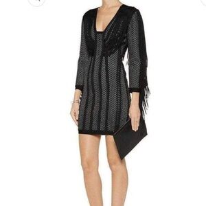 Herve Leger Black Chevron Fringe Women’s small dress.